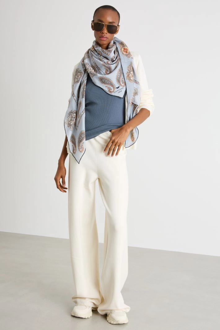 Knitted-waist trousers - WHITE