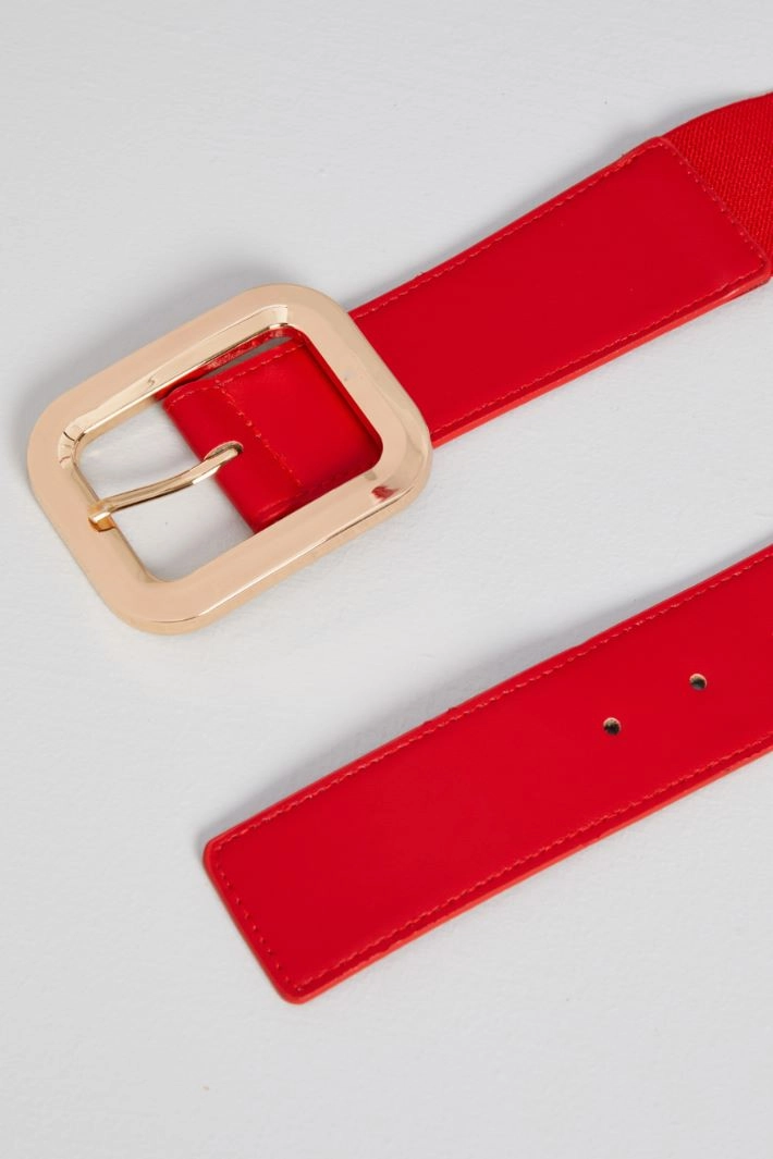 Elastic belt with buckle - RED