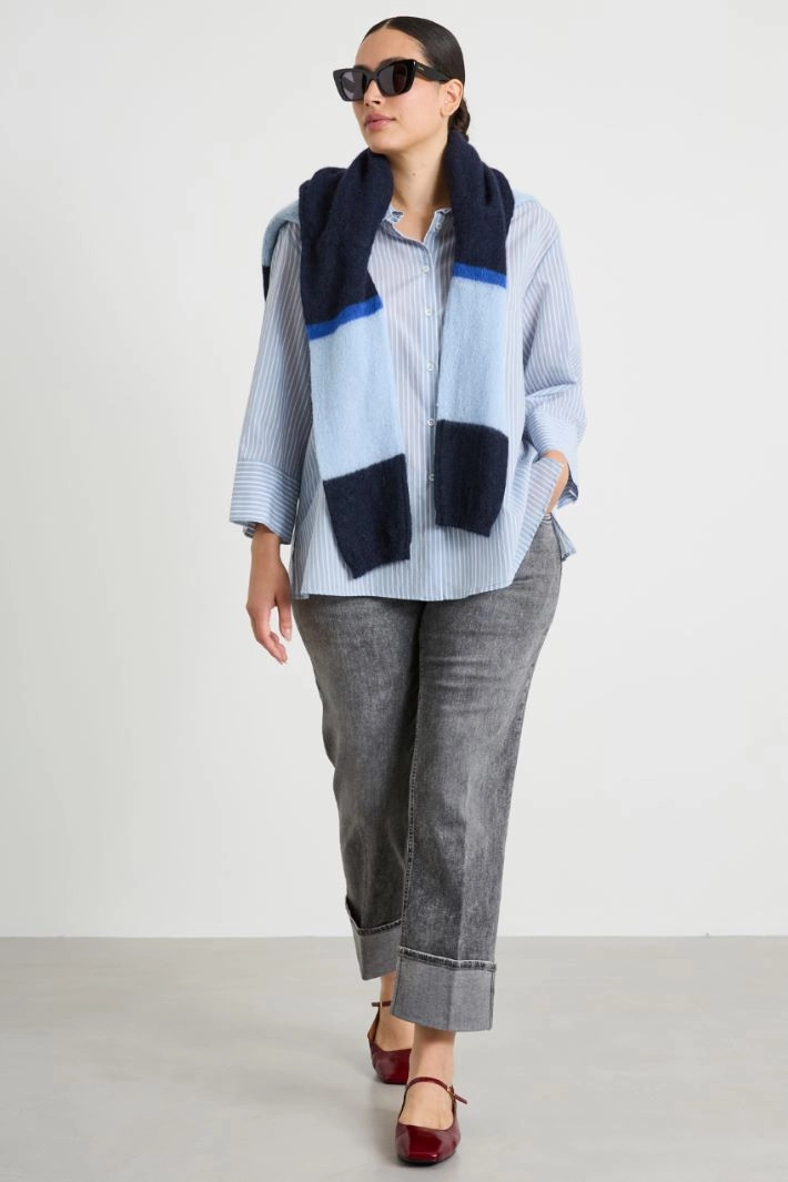 Cotton-blend shirt - LIGHT BLUE