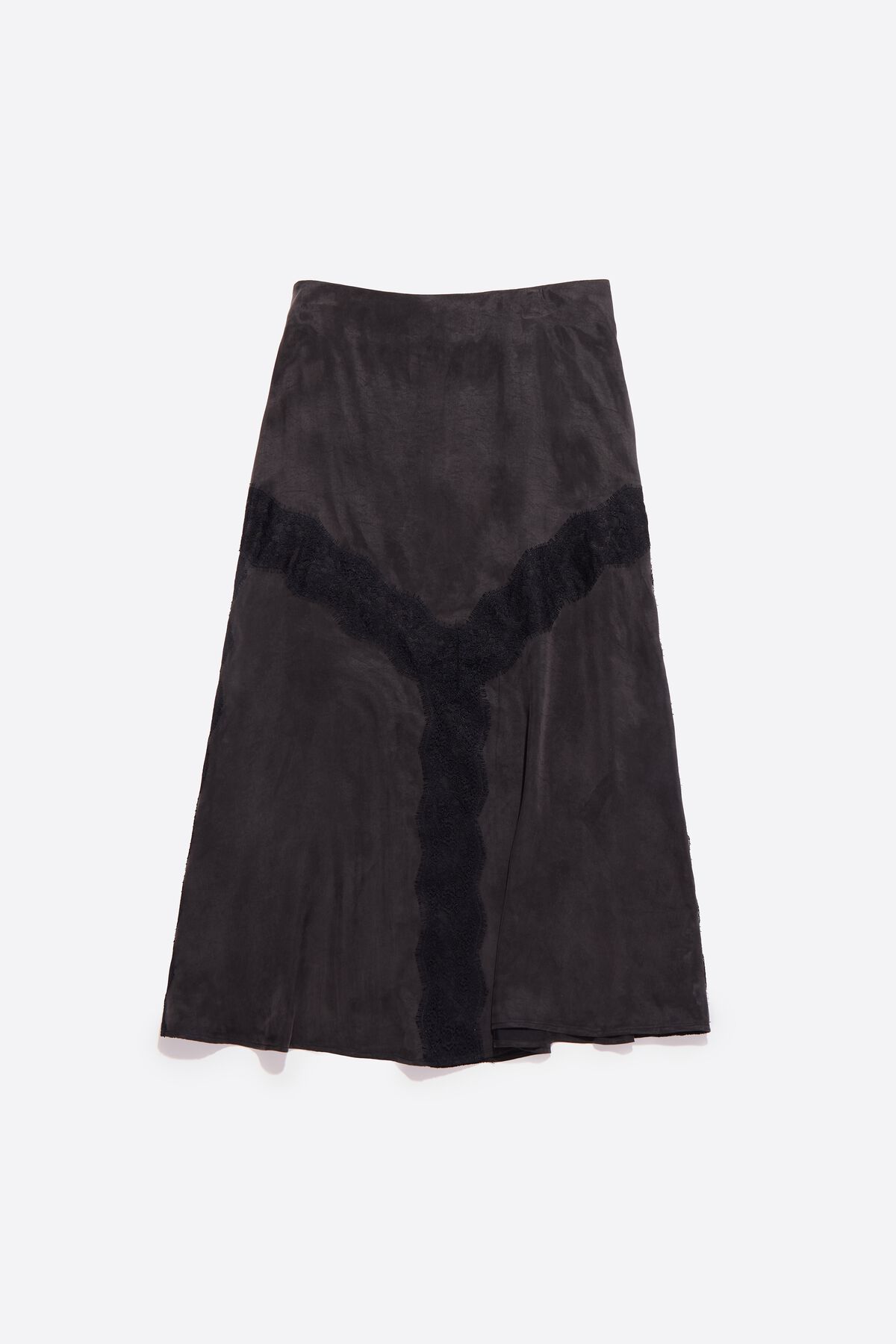 Black lace A-line skirt