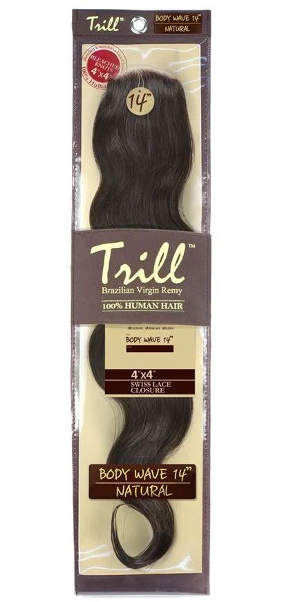 Mane Concept Trill Brazilian Virgin Remy 4x4 Swiss Lace Closure 100% Human Human Hair - BODY WAVE 14