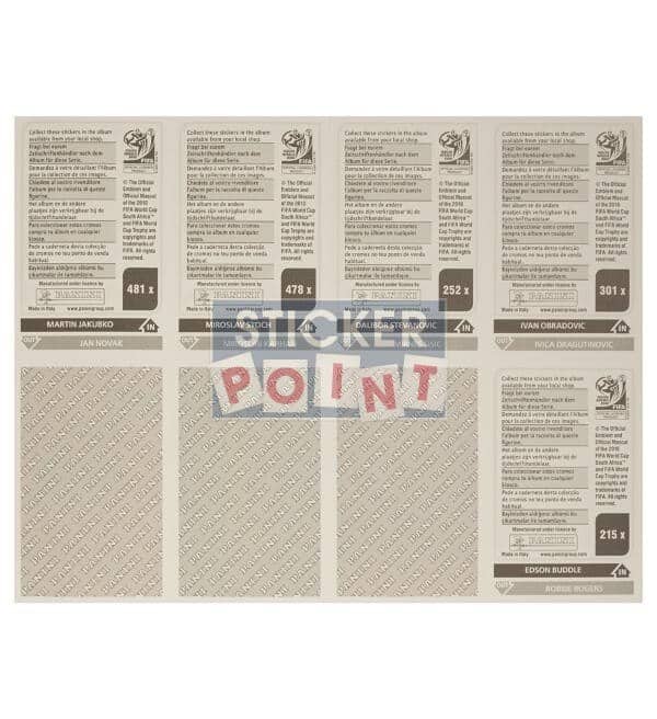 Panini World Cup 2010 Update - 10 Sheets With 80 Stickers