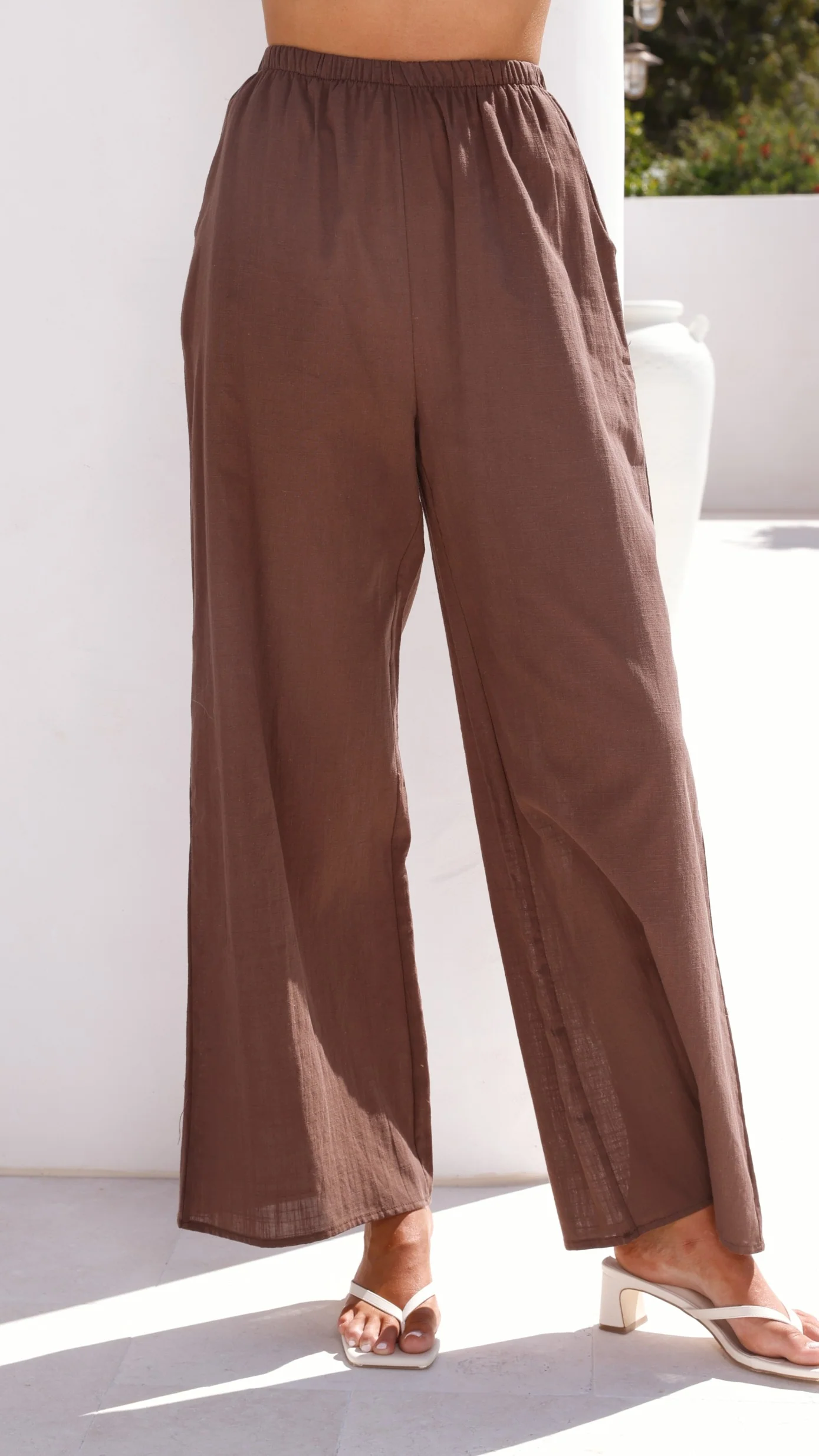 Talia Strapless Top and Pants Set - Brown
