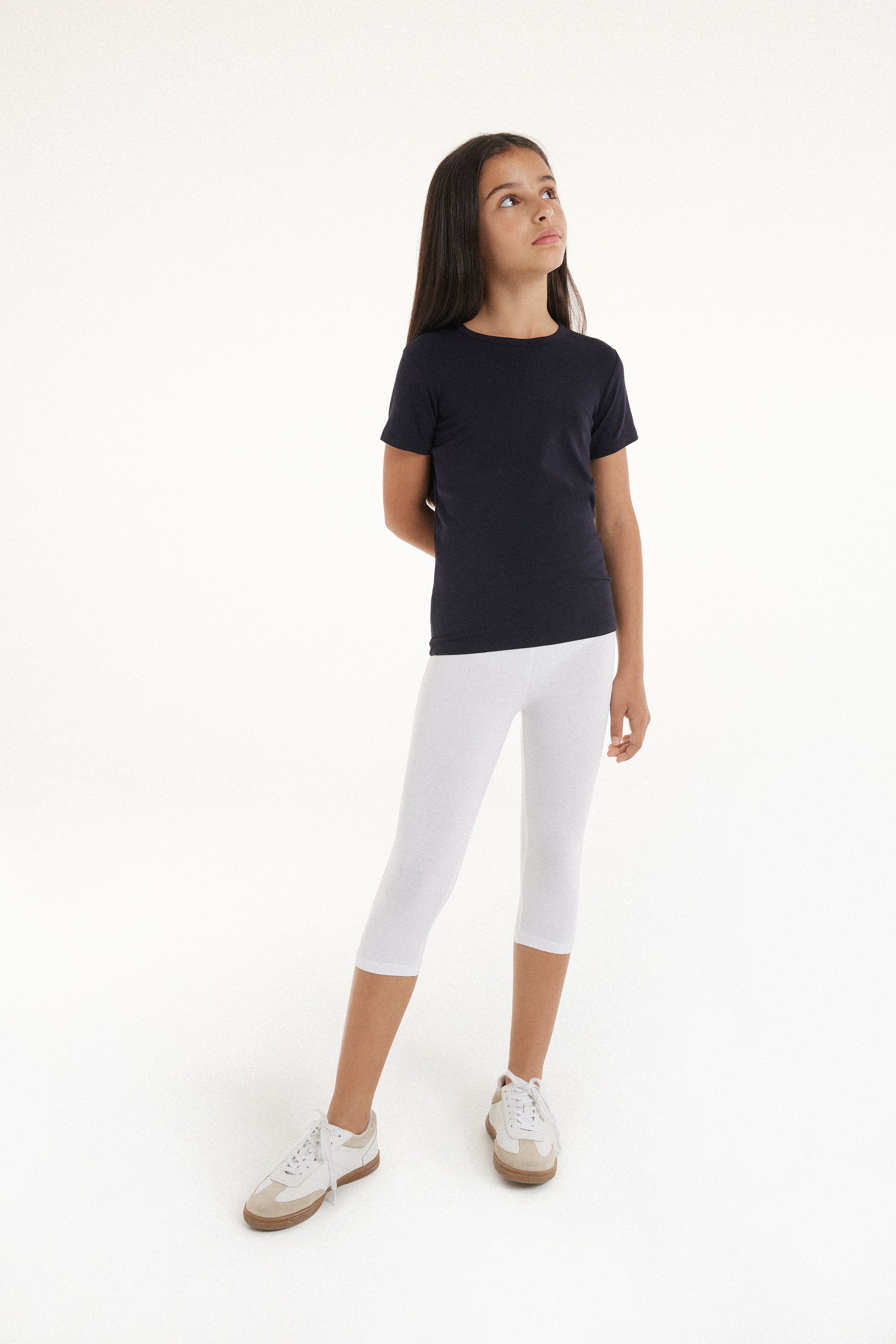 Girls’ Plain Colour Cotton Capri Leggings