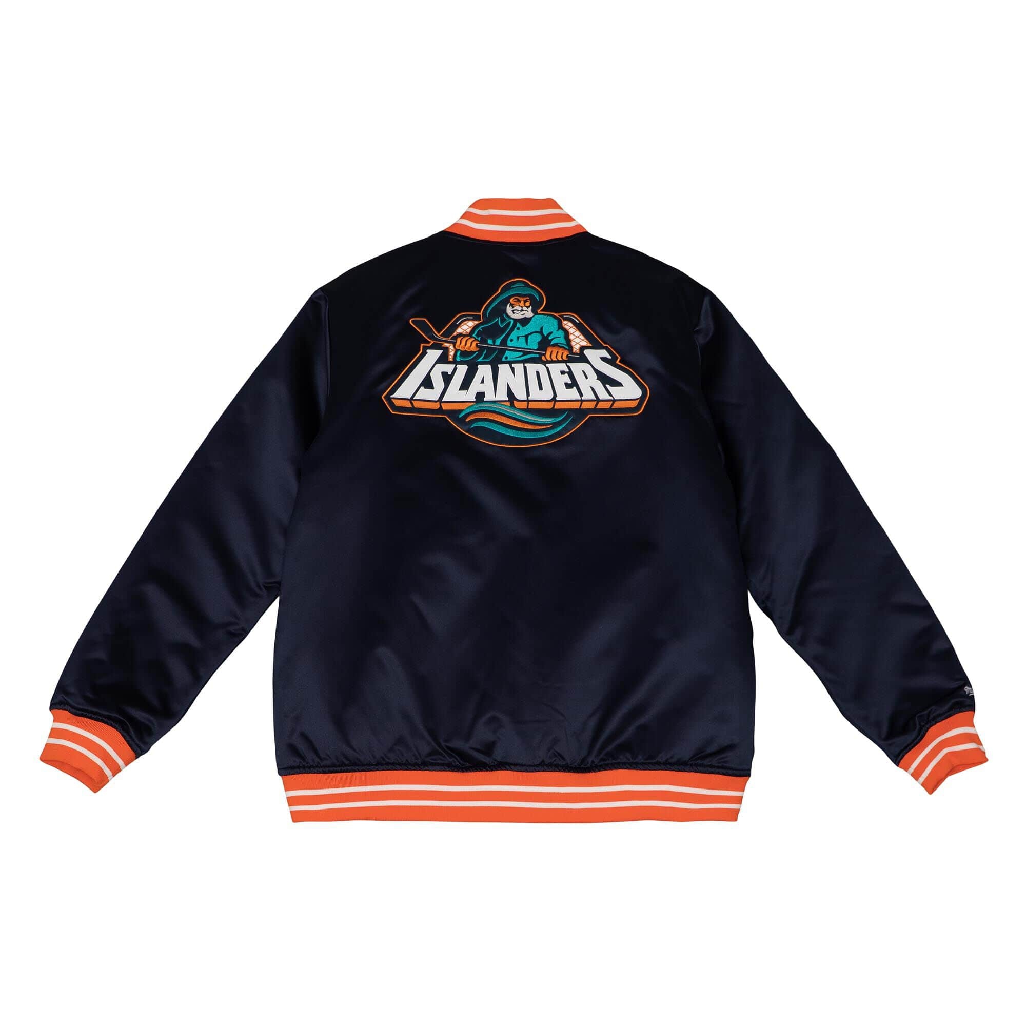New York Islanders Heavyweight Satin Mitchell & Ness NHL Jacket Navy