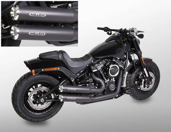 Complete Miller Exhaust Line Black Polished Standard TipRef: Mil00937A / Hd-St-Mw8-X12.06