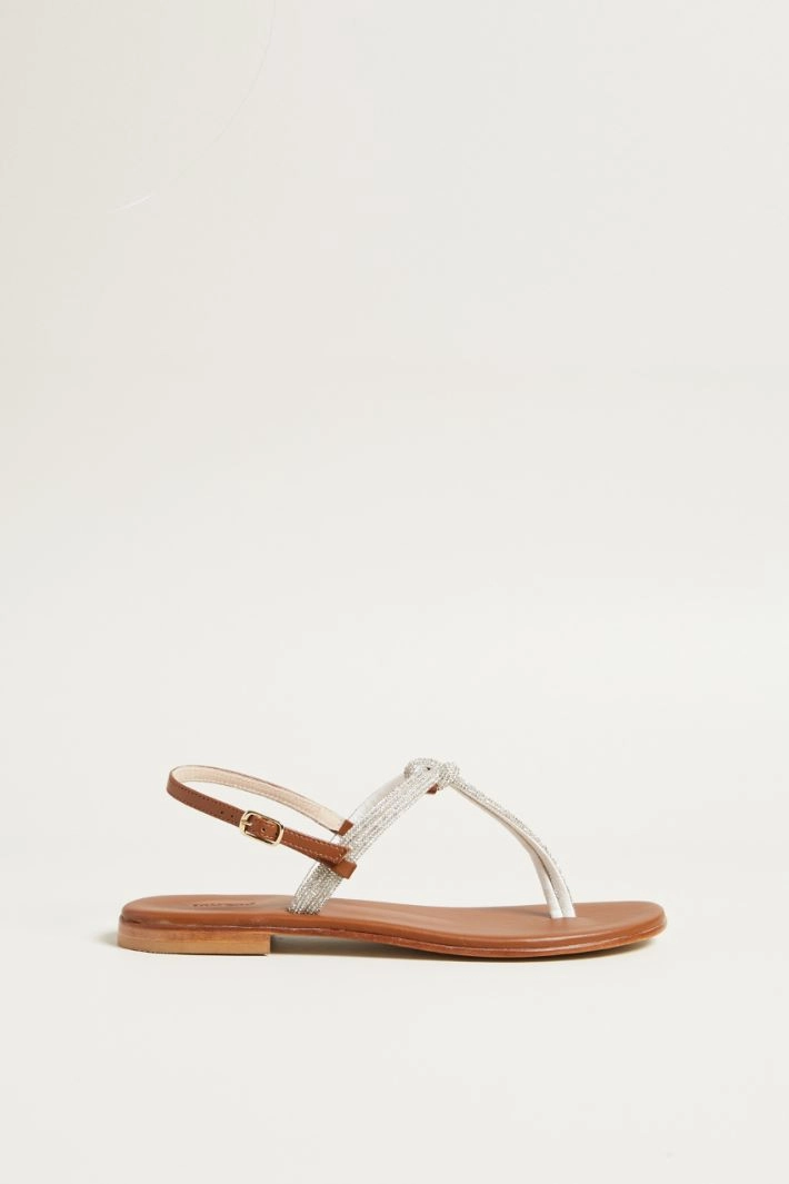 Rhinestone sandals - SILVER BROWN