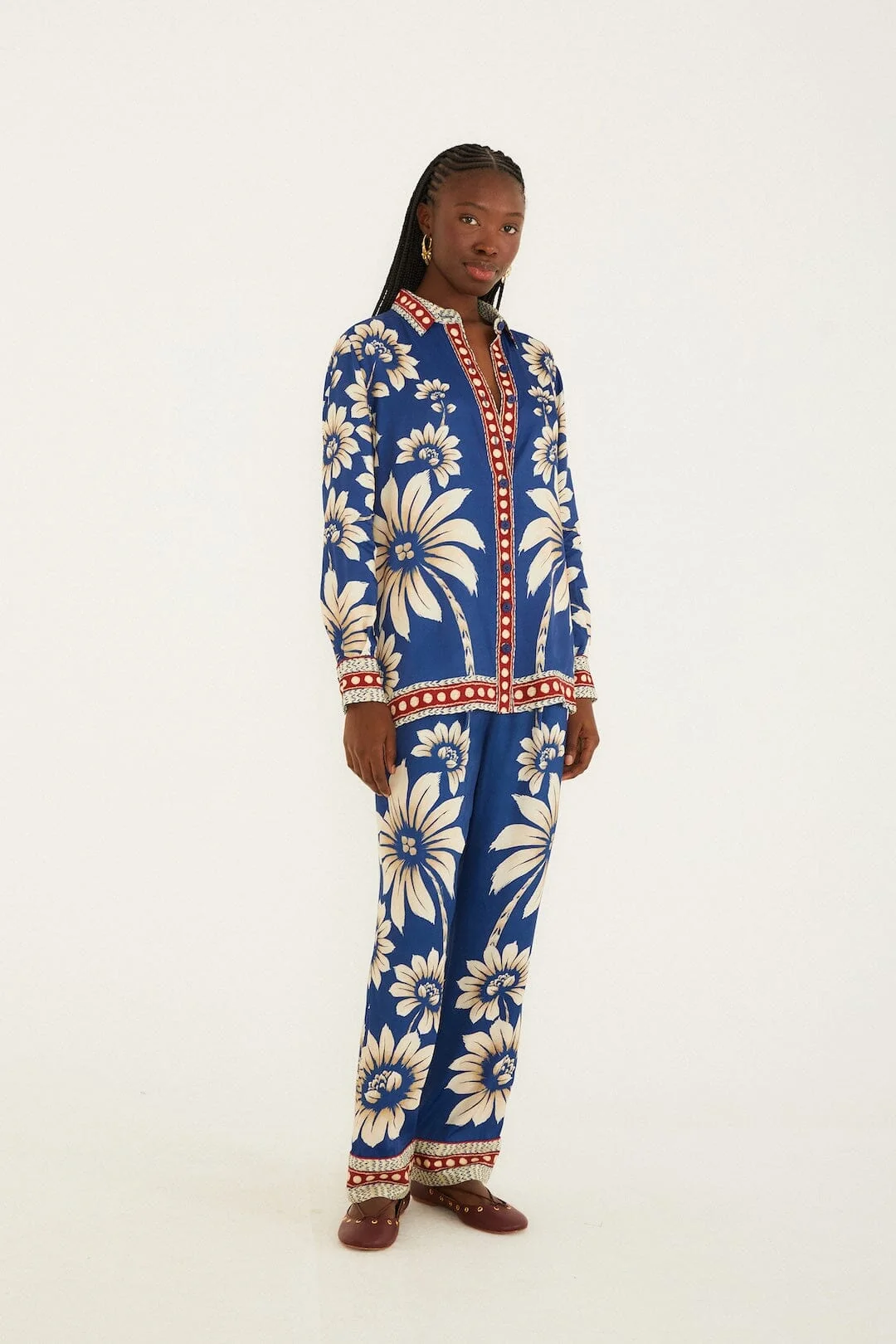 Blue Luna Collared  Pajama Shirt