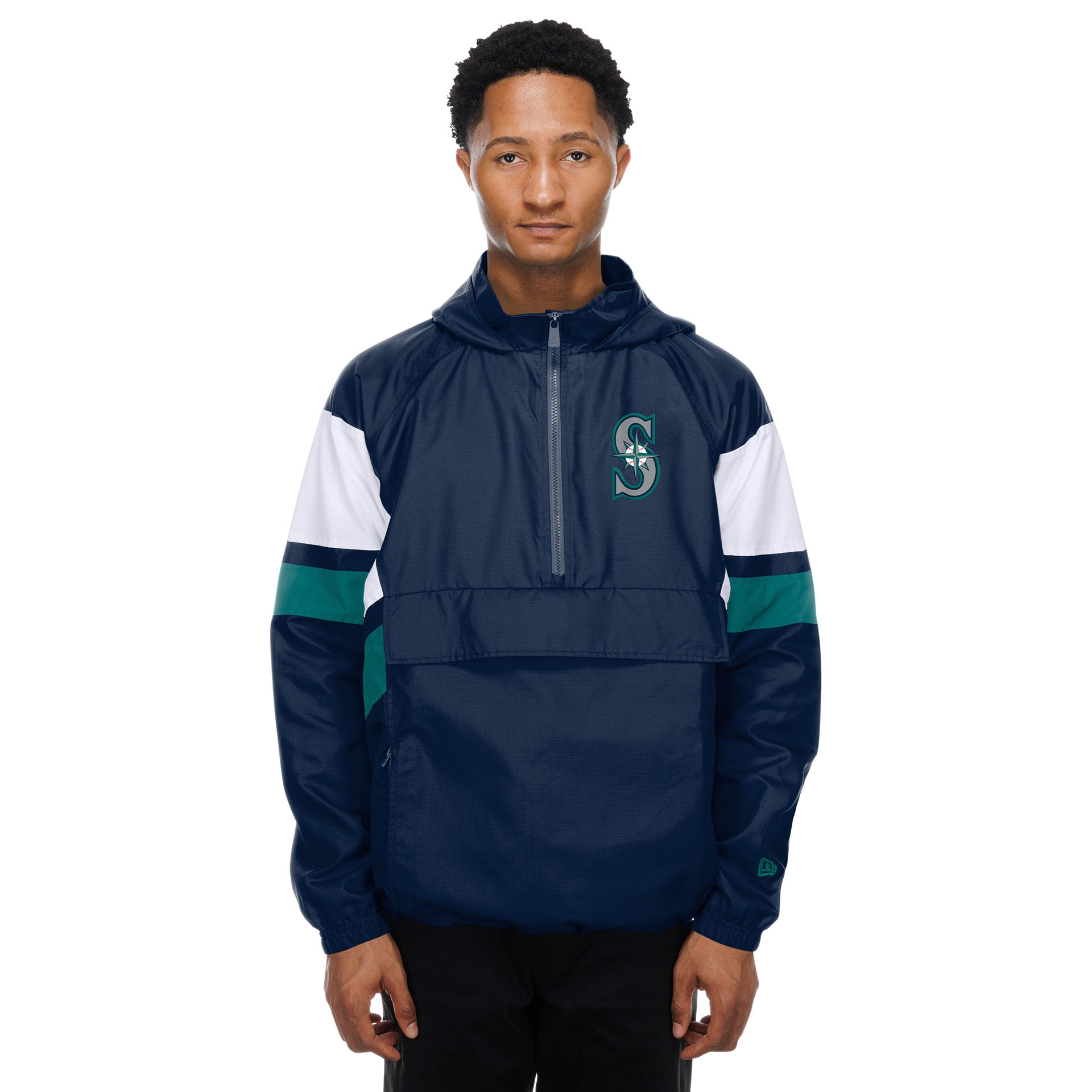 Seattle Mariners MLB Quarter Zip Windbreaker Jacket Navy
