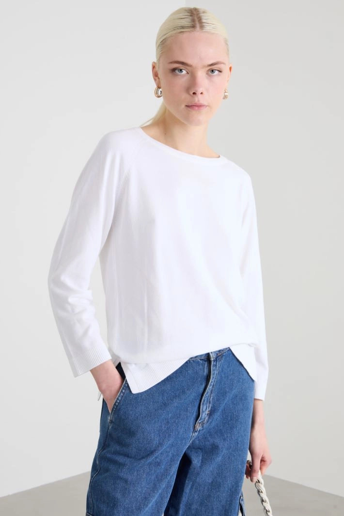 Viscose blend sweater - WHITE
