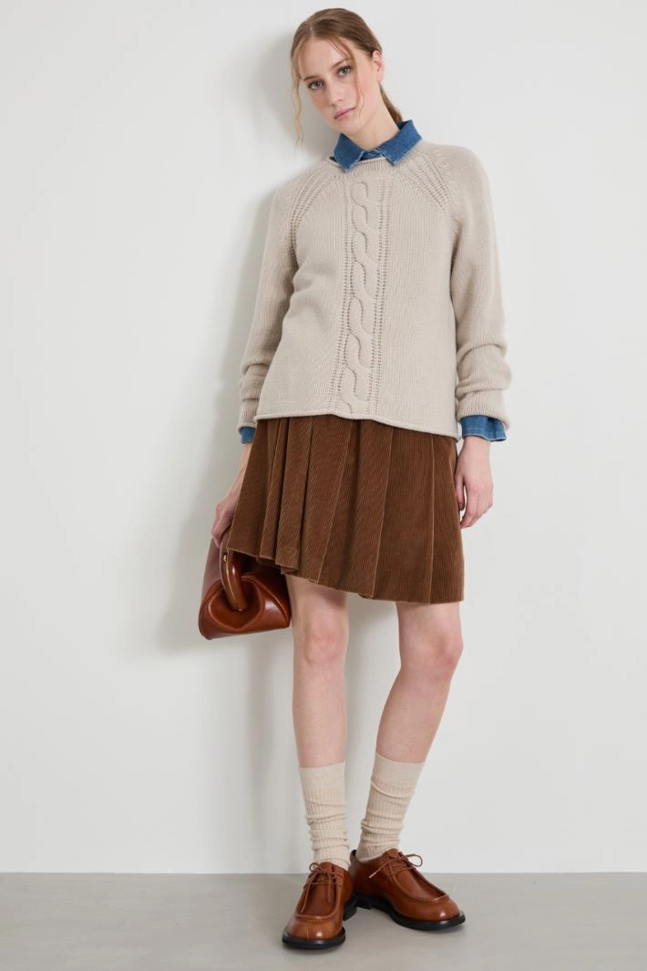 Braid-knit sweater - LIGHT BEIGE