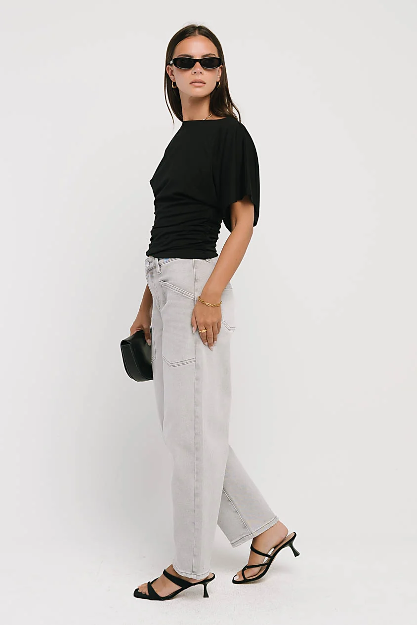 Jaida Ruched Top in Black