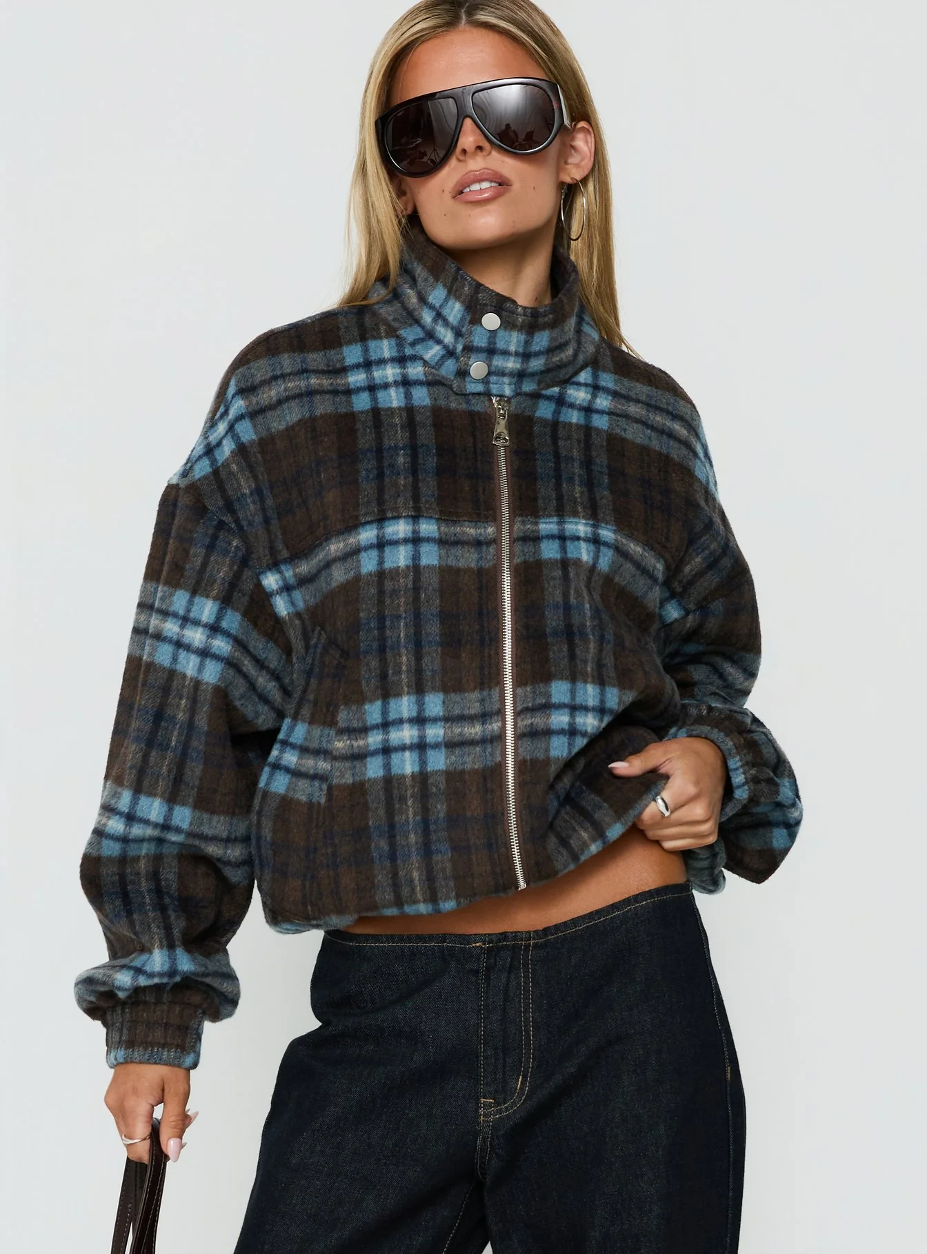 Ellissa Bomber Jacket Blue Check