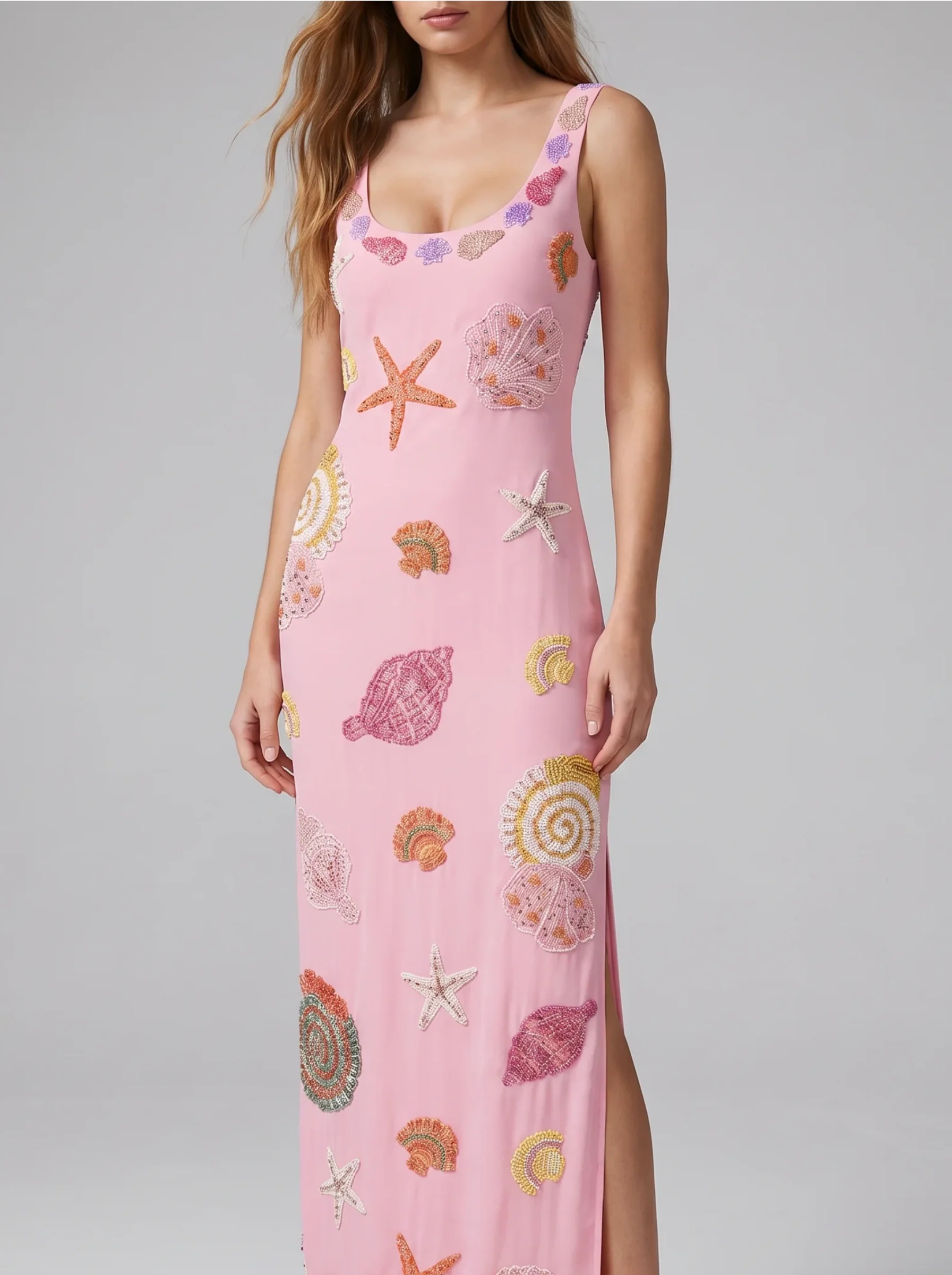 New York Bold Strapped Maxi Dress Pink Yellow in Stock