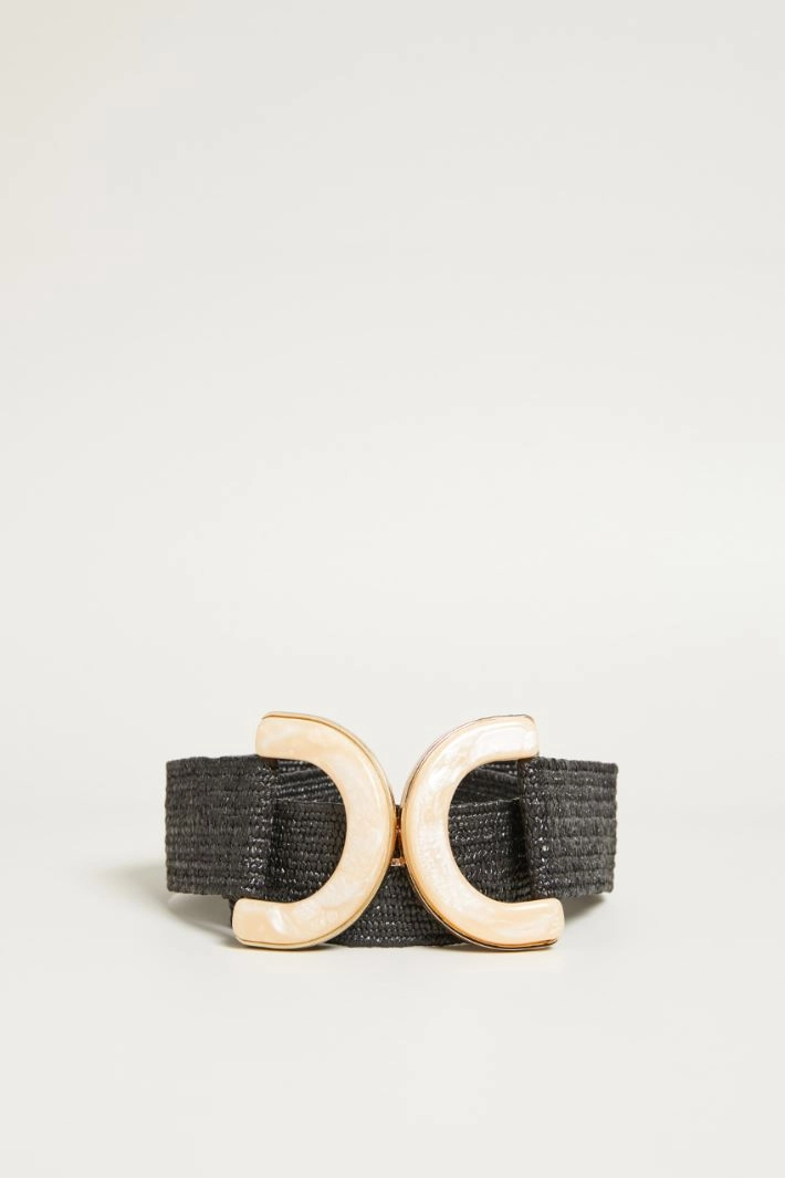 Raffia-effect belt - BLACK