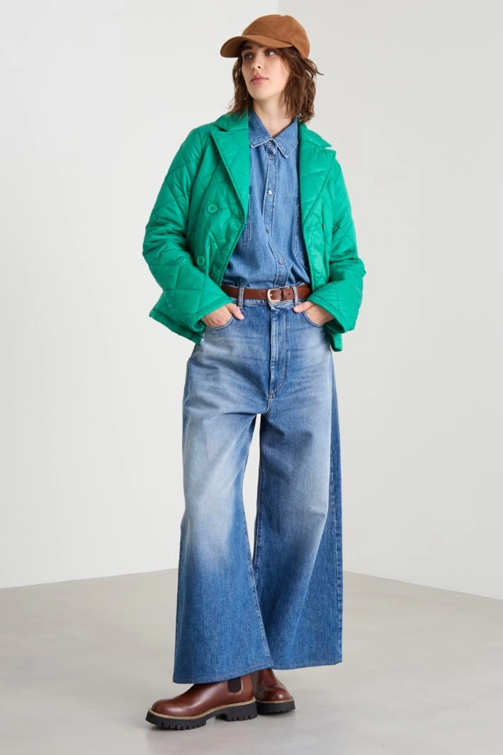 Double-breasted puffer jacket - GREEN