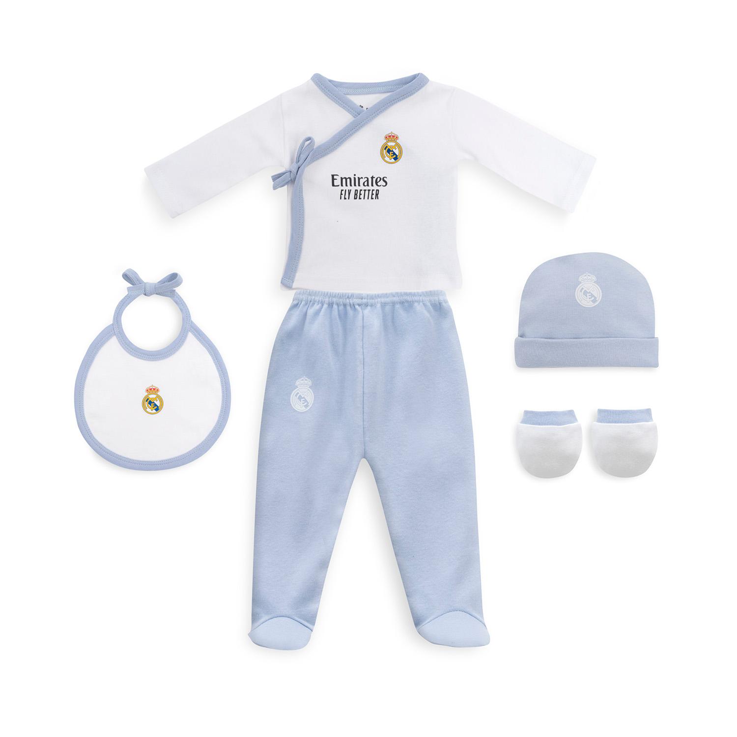 Set Hat, Shirt, Leg Warmers, Bib & Mittens Blue Real Madrid