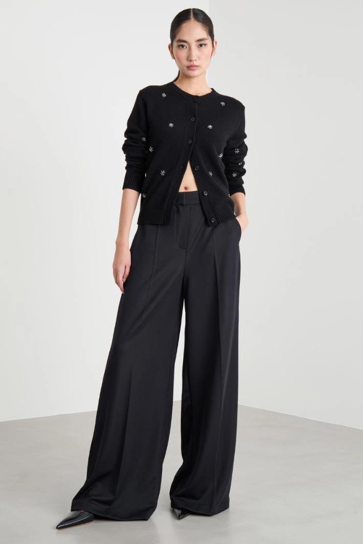 Cardigan with jewelled embroidery - BLACK