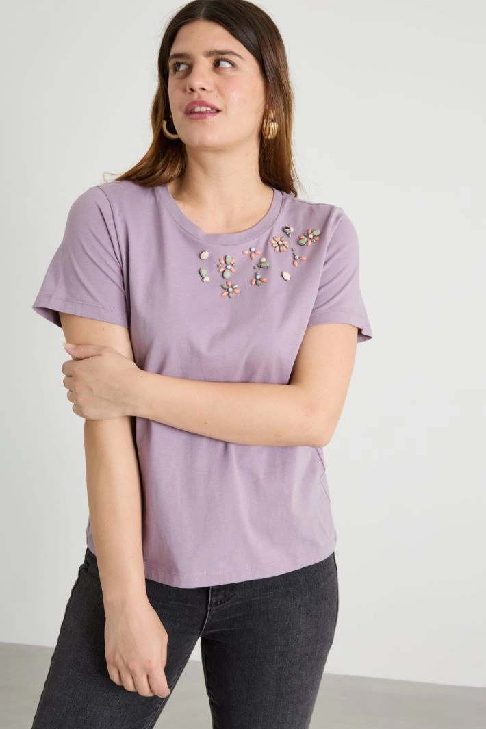 Rhinestone T-shirt - LILAC