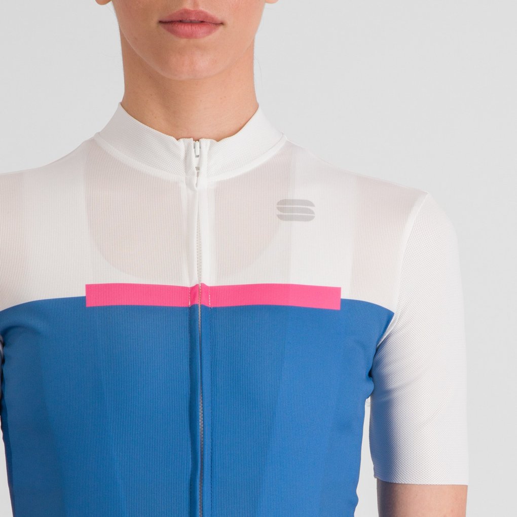 Sportful Pista Jersey Women - 497 Blue Denim White