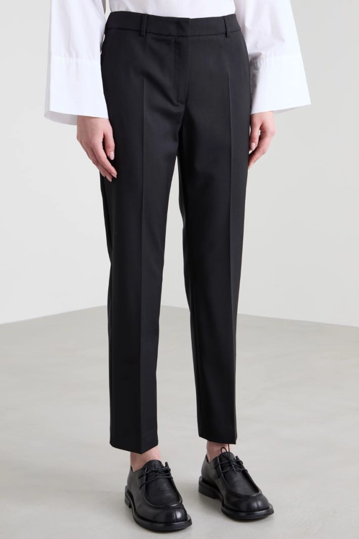 Wool cigarette trousers - BLACK