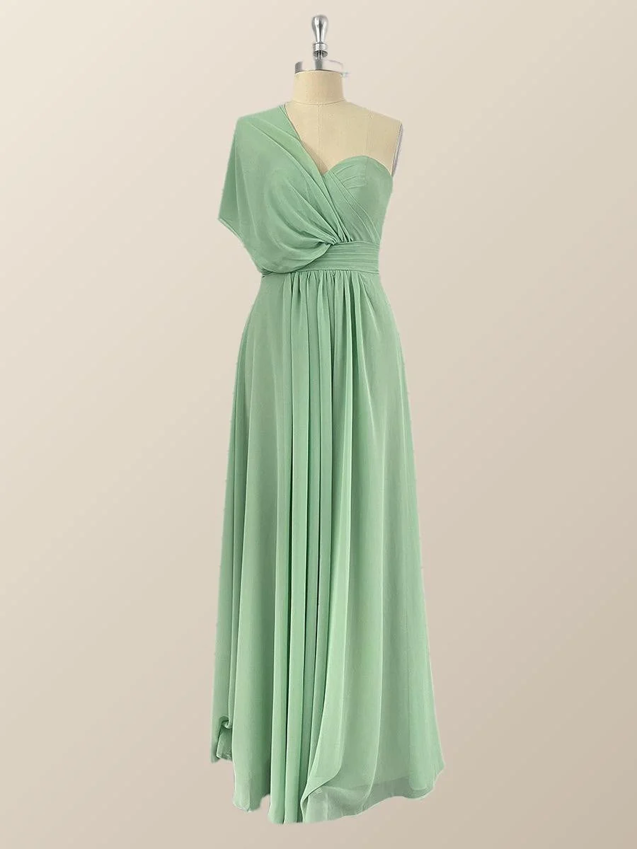 Mint Green Chiffon Convertible Bridesmaid Dress