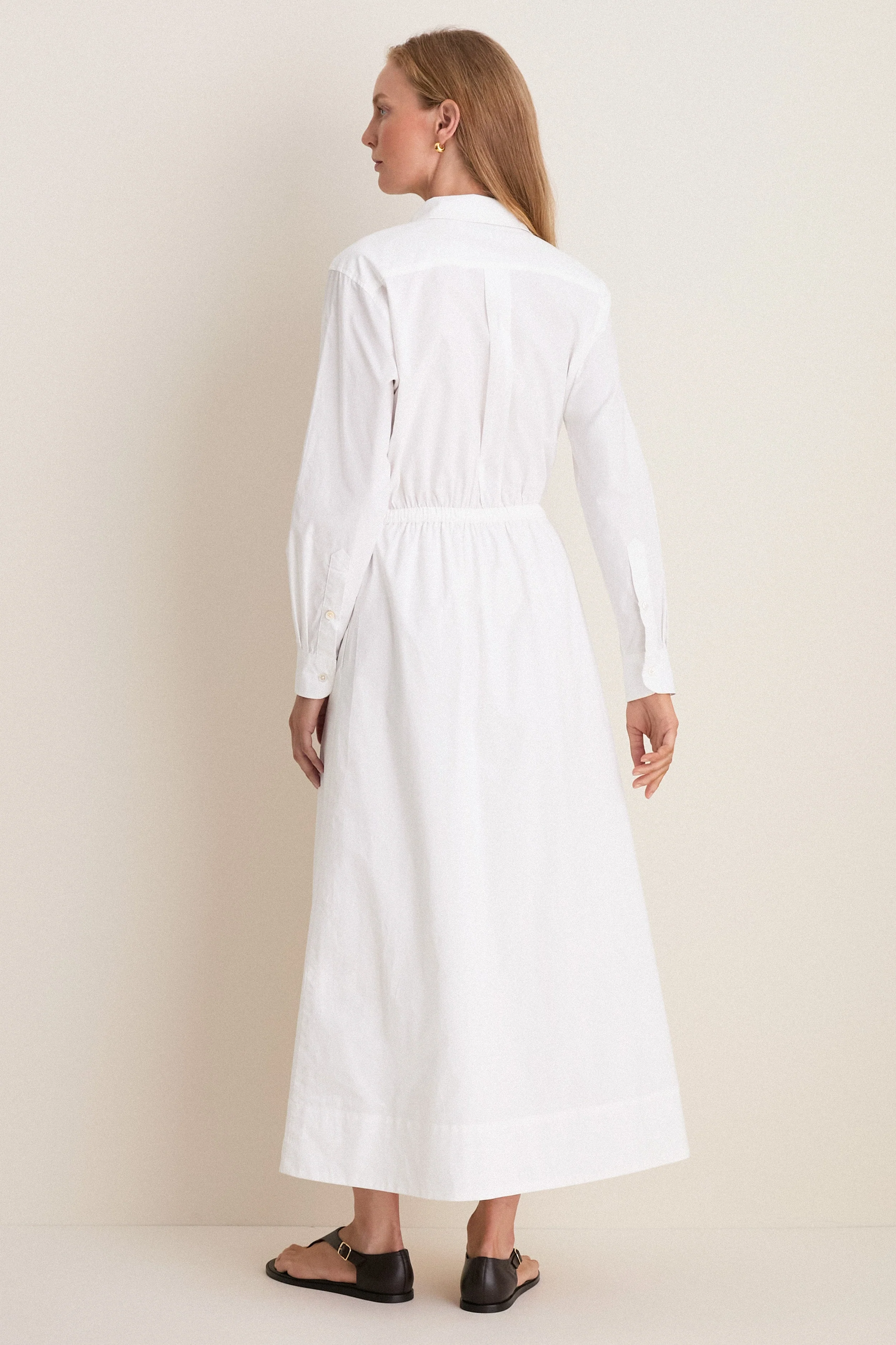 White Cotton Poplin Julien Shirt Dress
