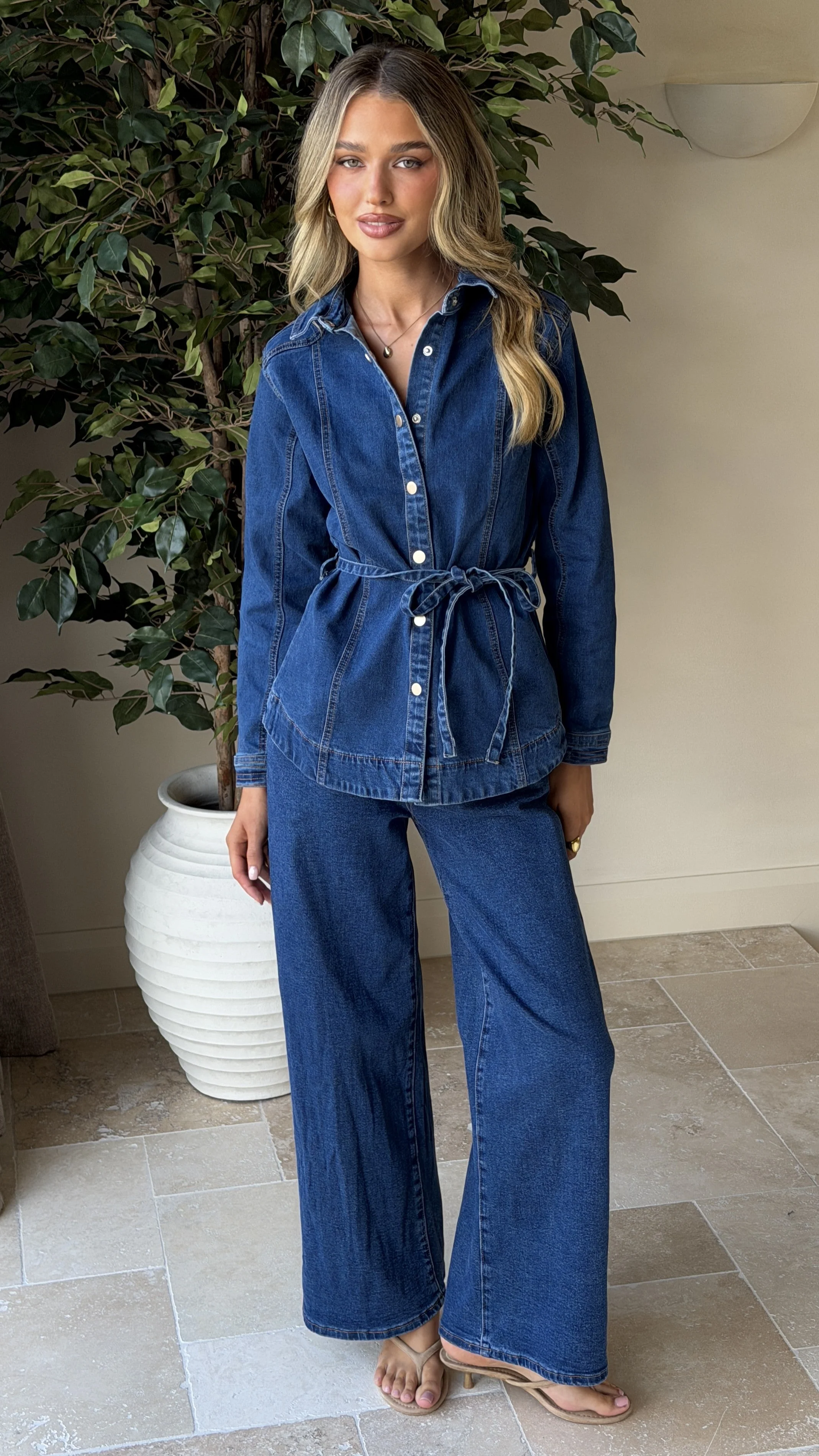 Nyra Wide Leg Jeans - Dark Denim