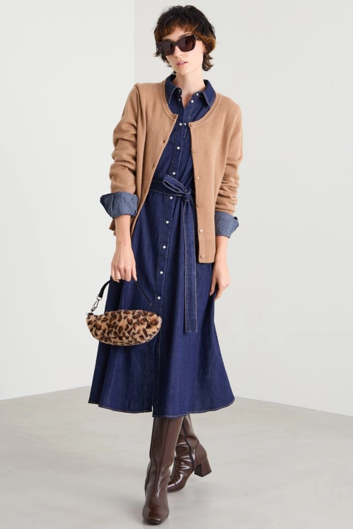 Wool and cashmere cardigan - CAMEL