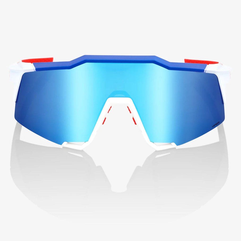 100% Speedcraft - TotalEnergies Team - Glasses - Matte White/Metallic Blue - HiPER Blue Multilayer Mirror | Clear