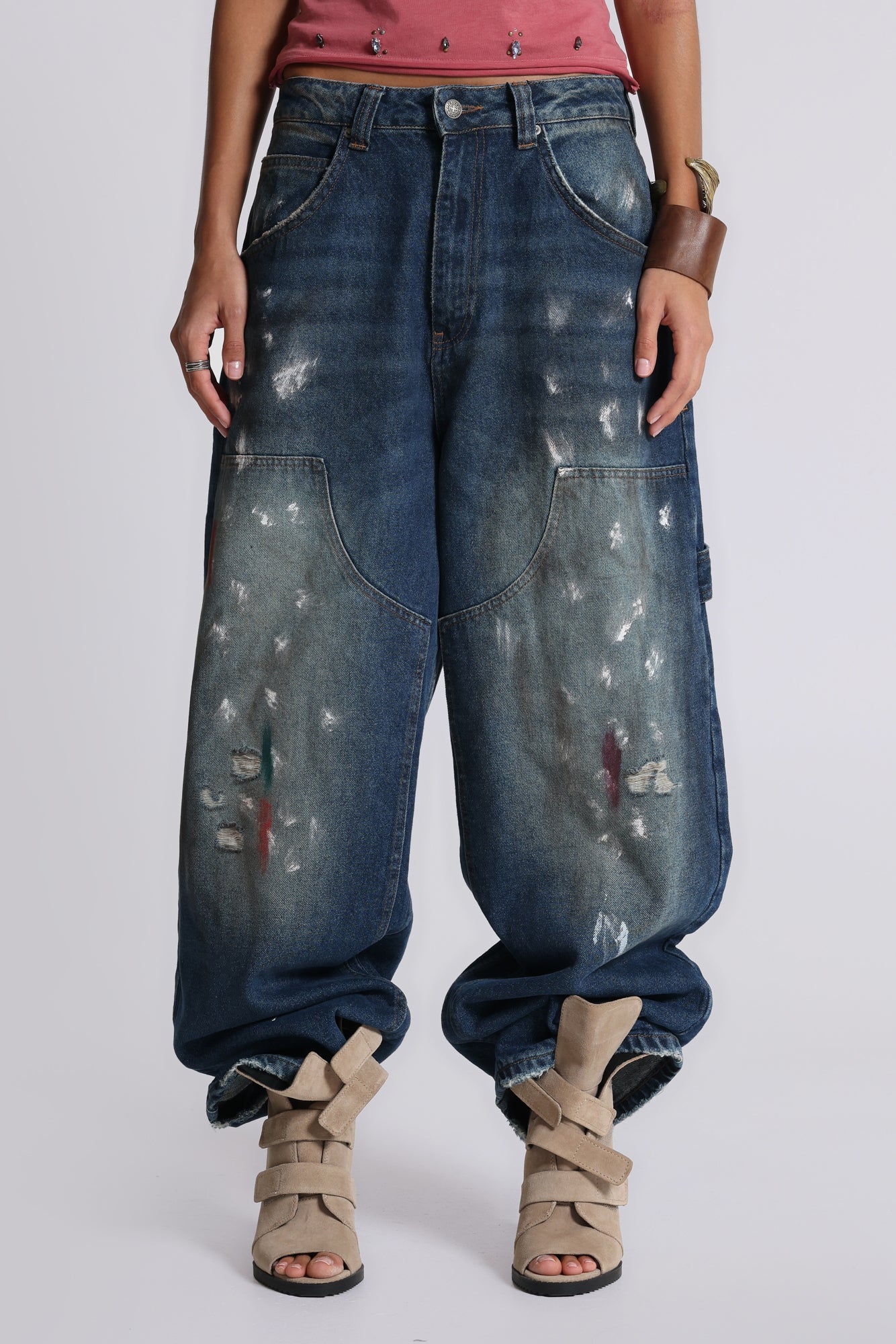 Splatter Cinch Carpenter Jeans