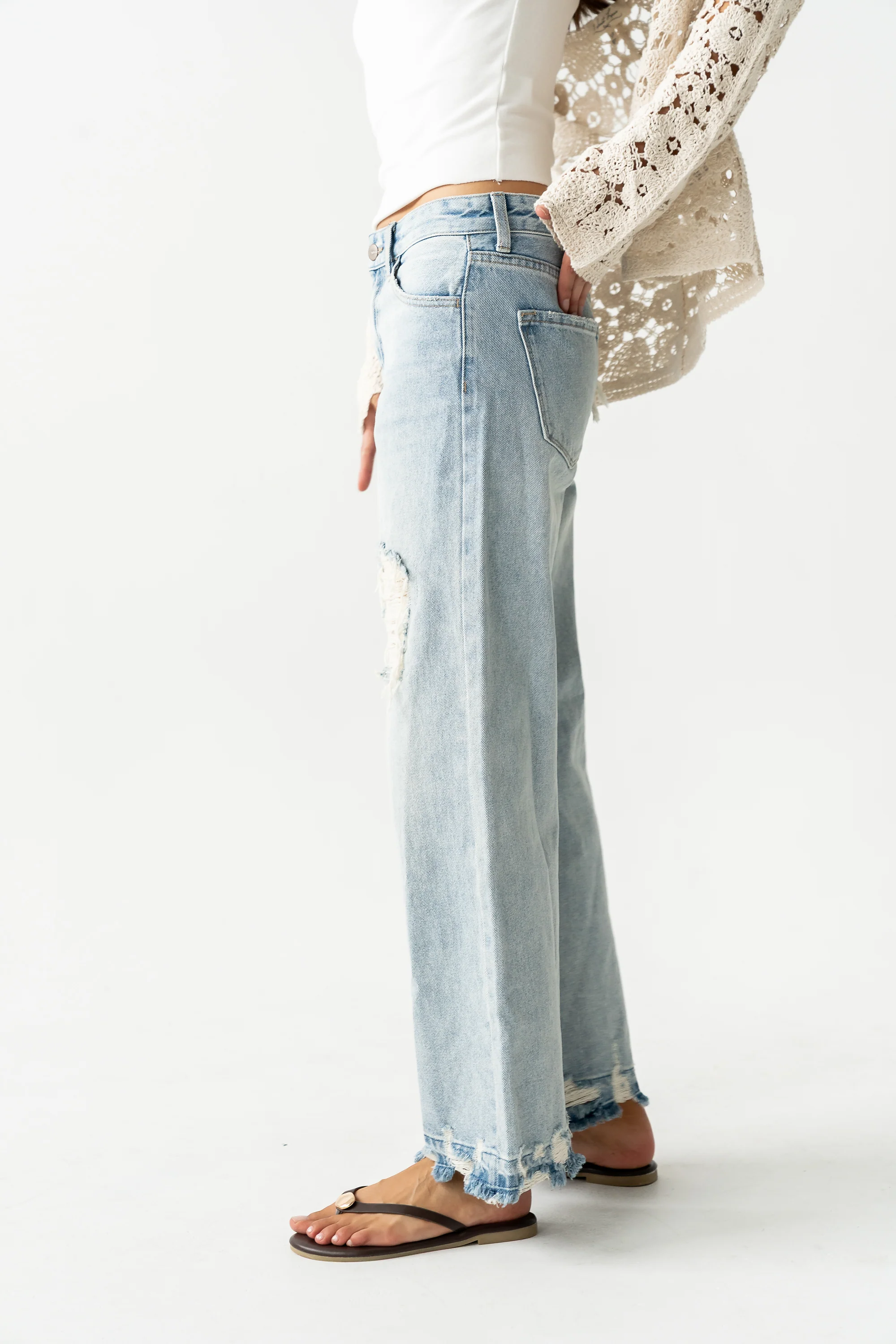 Marvin Crochet Wide Leg Jeans