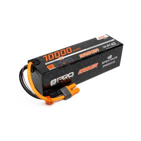 14.8V 10000mAh 4S 120C Smart G2 Pro Basher LiPo: IC5 SPMXB4S100 Spktrum