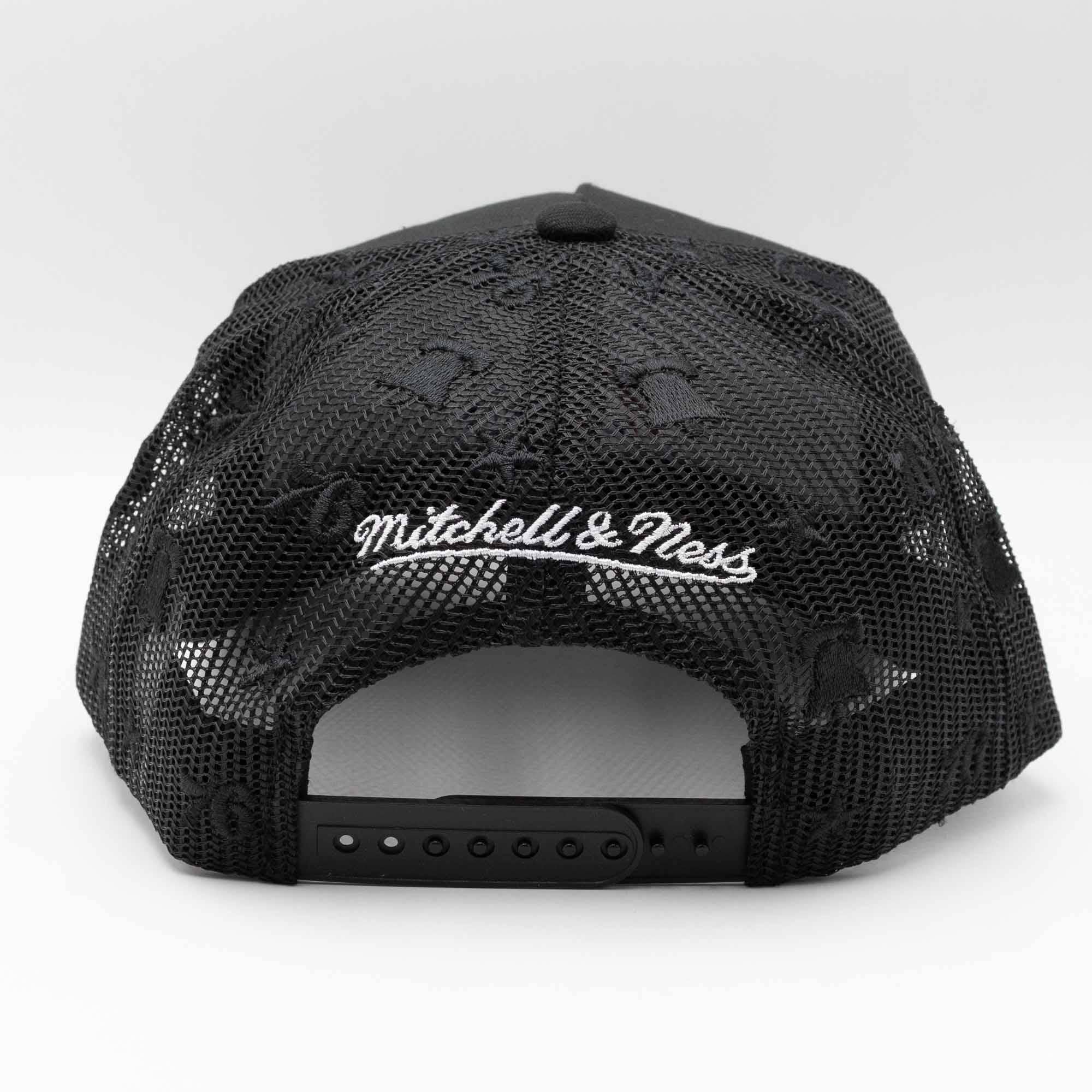 Philadelphia 76ers Mitchell & Ness Monogram NBA Trucker Cap Black