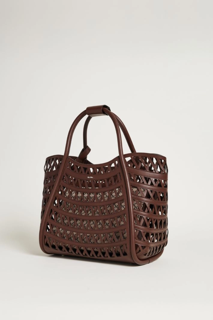 Woven leather bag - DARK BROWN