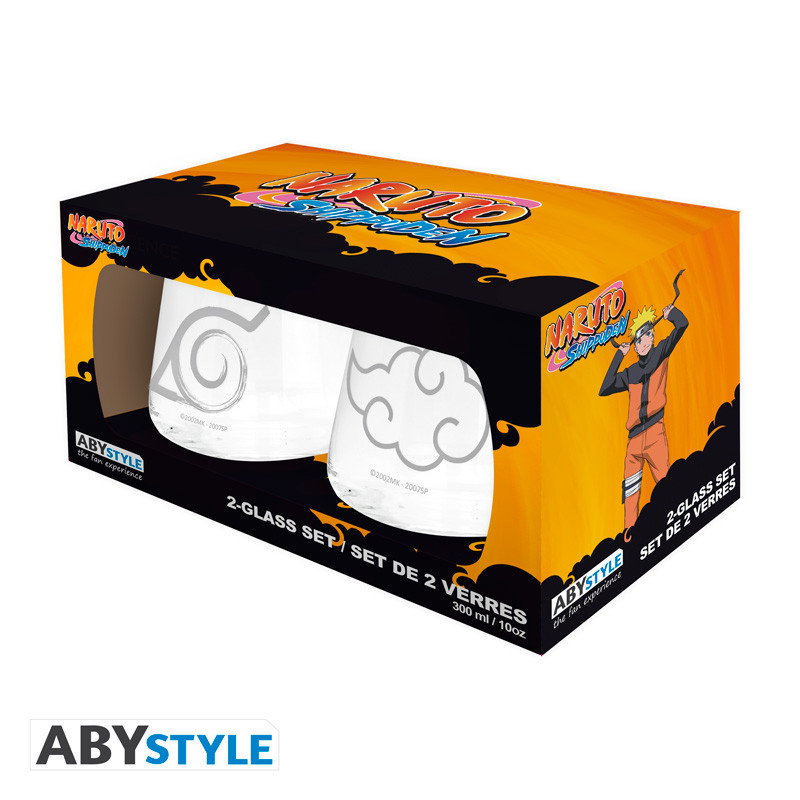 NARUTO SHIPPUDEN 2 Glass Set Konoha & Akatsuki