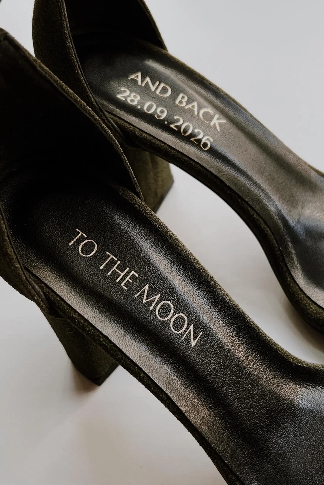 Custom Sole Engraving – Wedding Date & Initials