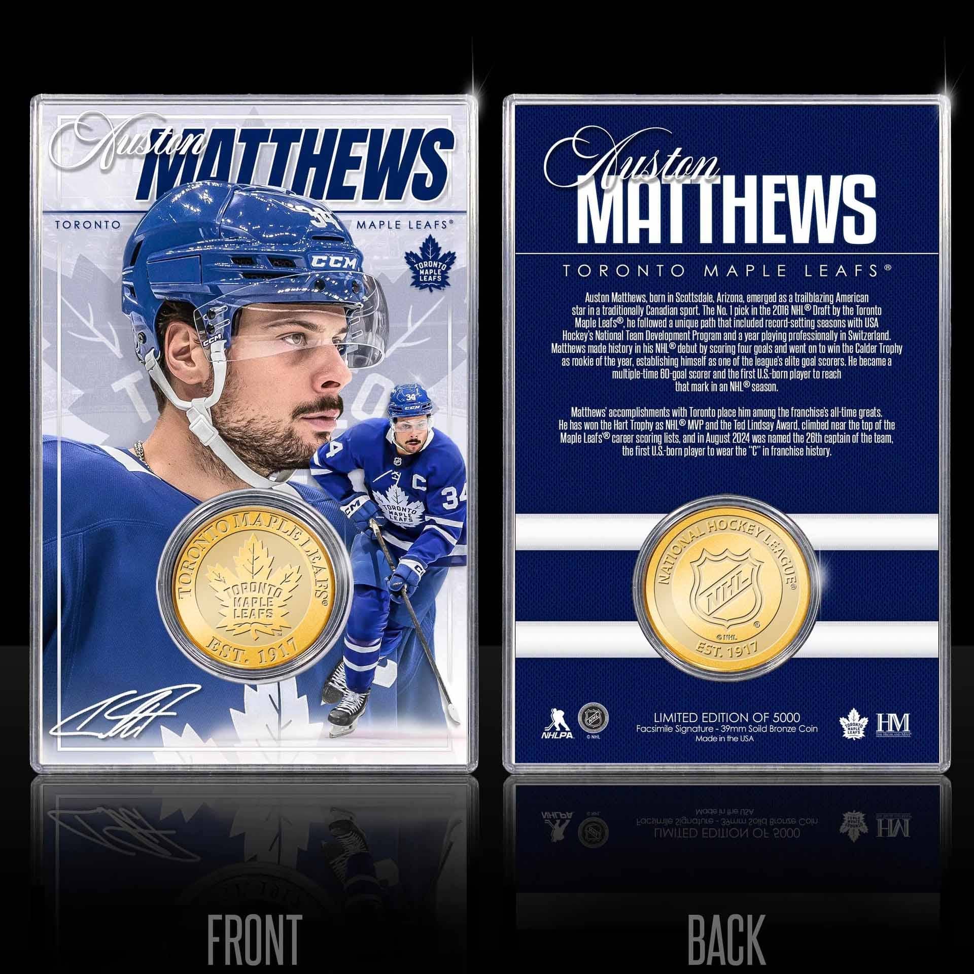 Auston Matthews Toronto Maple Leafs Acrylic Bronze Coin Holder