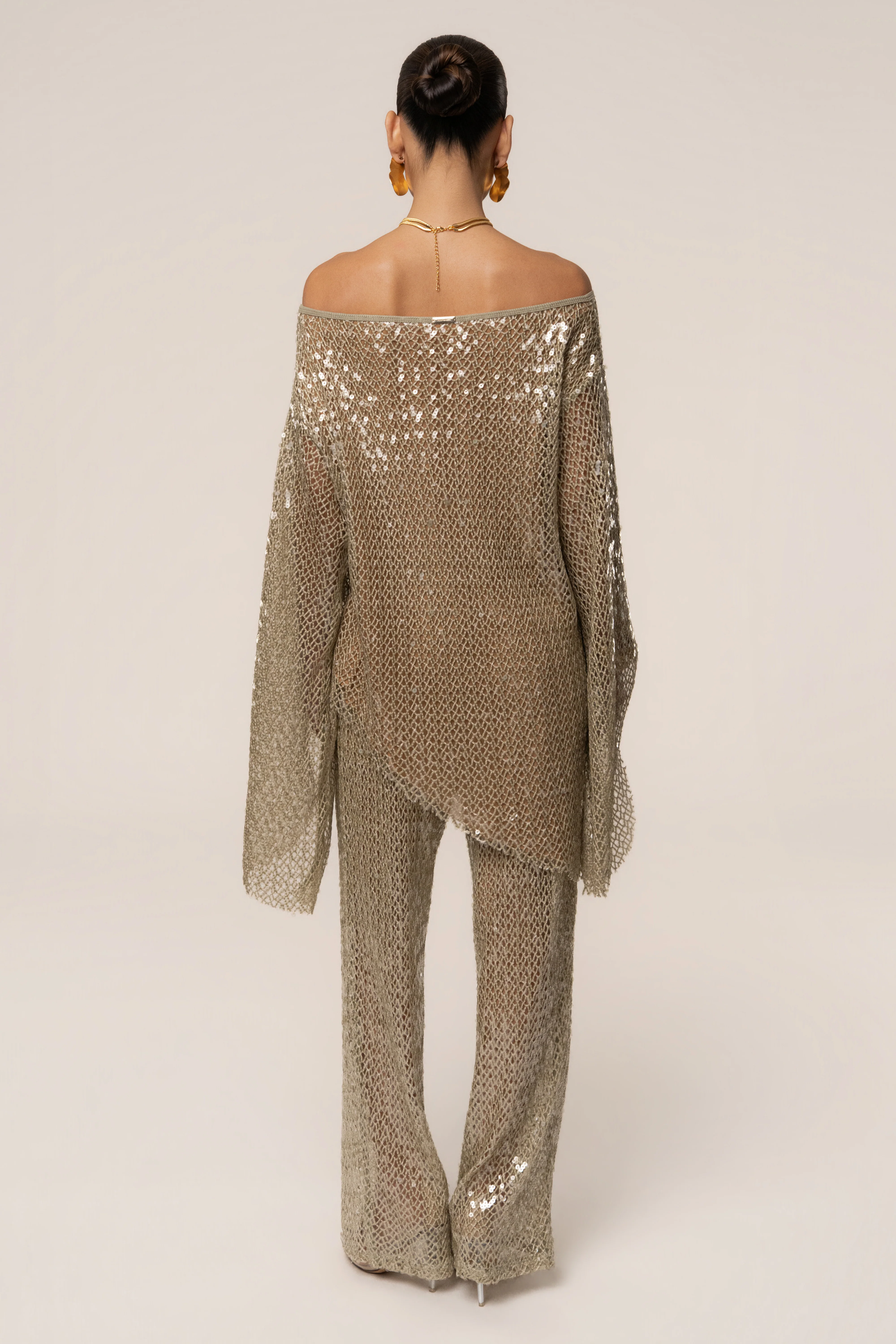 Sage Sheer Glow Sequin Top