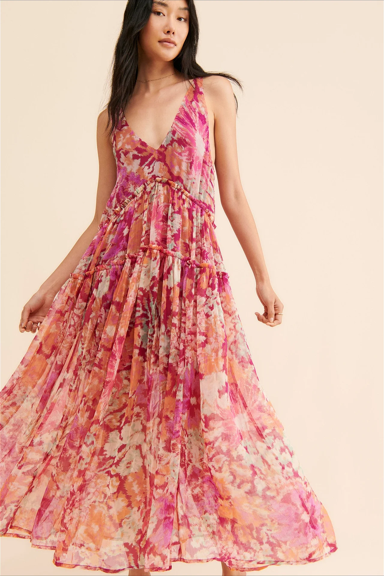 Boho Sleeveless Floral Print Maxi Dress
