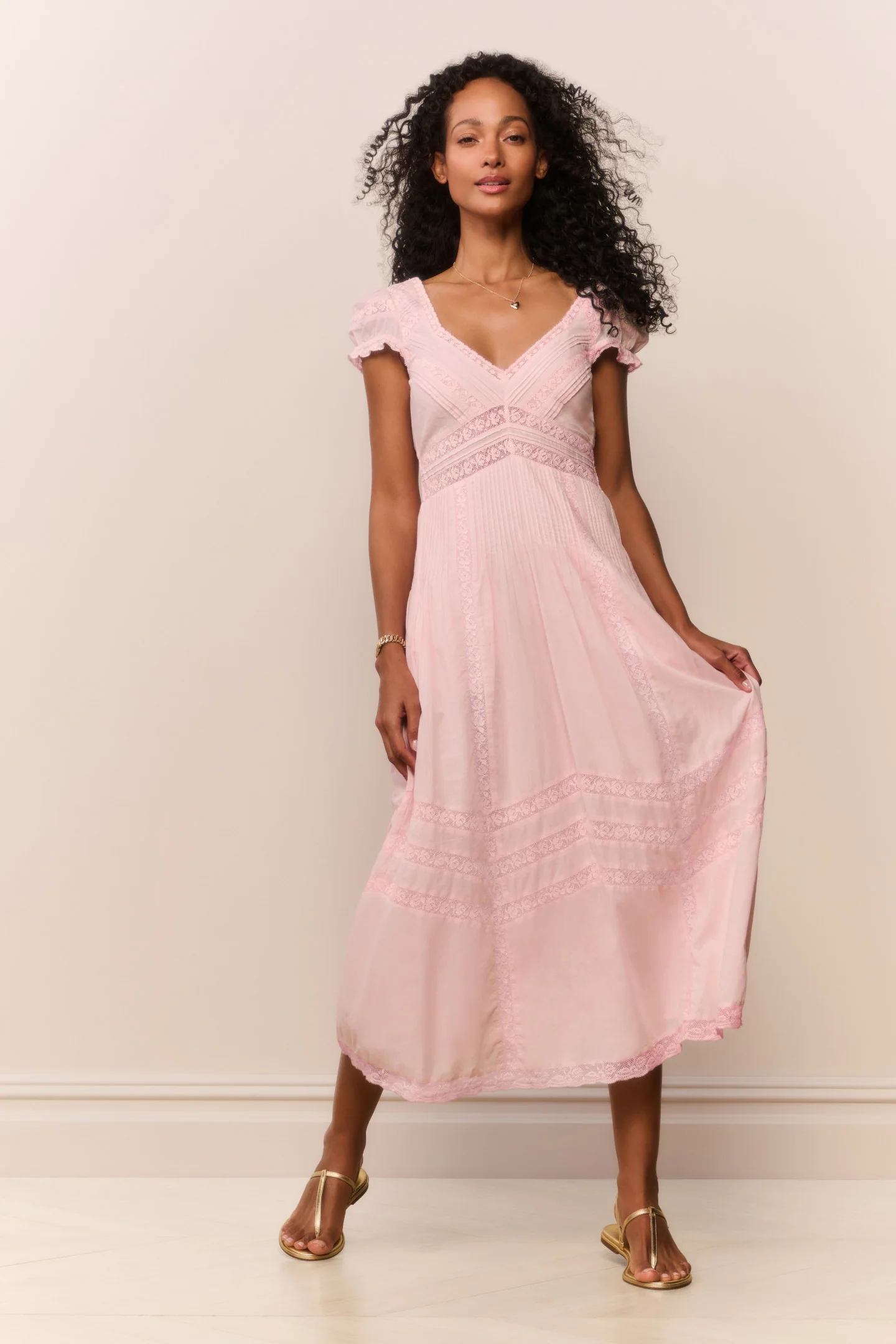 Suvi Heritage Midi Dress - PINK