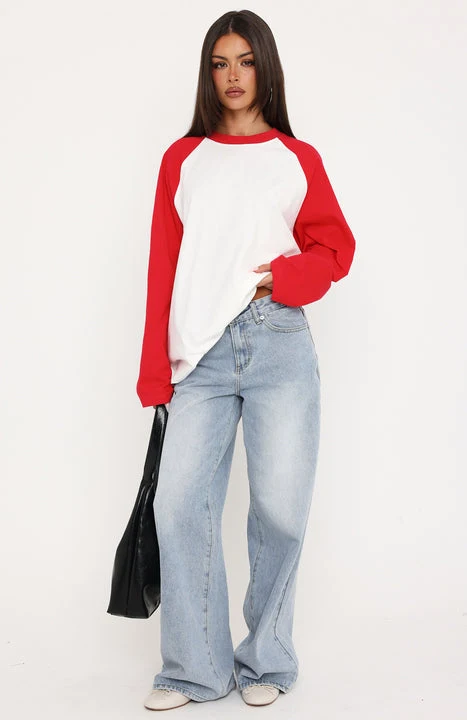 Take Her Out Long Sleeve Tee White/Red