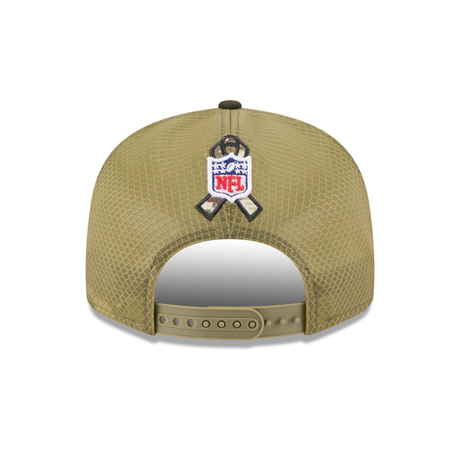 Baltimore Ravens 2025 NFL Salute to Service 9FIFTY Split Panel Trucker Snapback Cap Olive