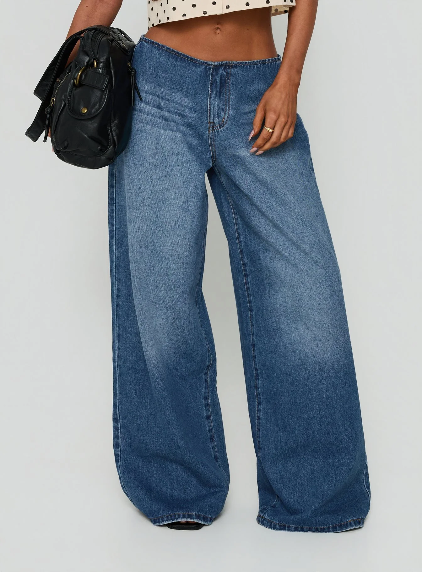 Roamer No Waist Low Rise Super Baggy Vintage Mid Blue