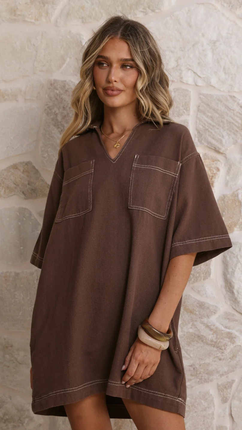 Ilia Denim Mini Dress - Chocolate