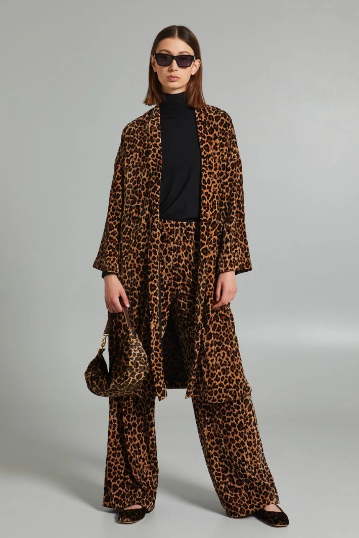 Velvet overcoat - BROWN BLACK BEIGE