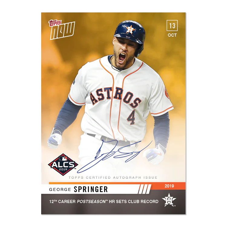 On-Card Auto # to 1 - George Springer - MLB TOPPS NOW® Card 1010F
