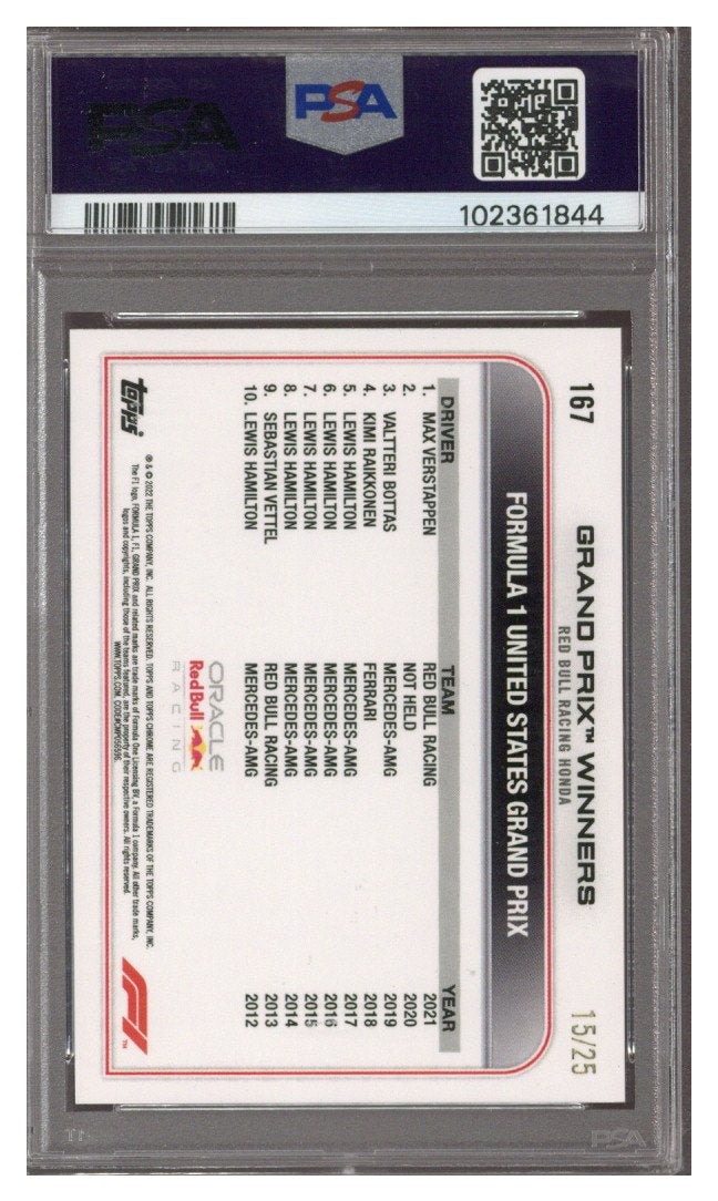 2021 Topps Chrome F1 Max Verstappen Orange Wave Refractor 15/25 PSA 9