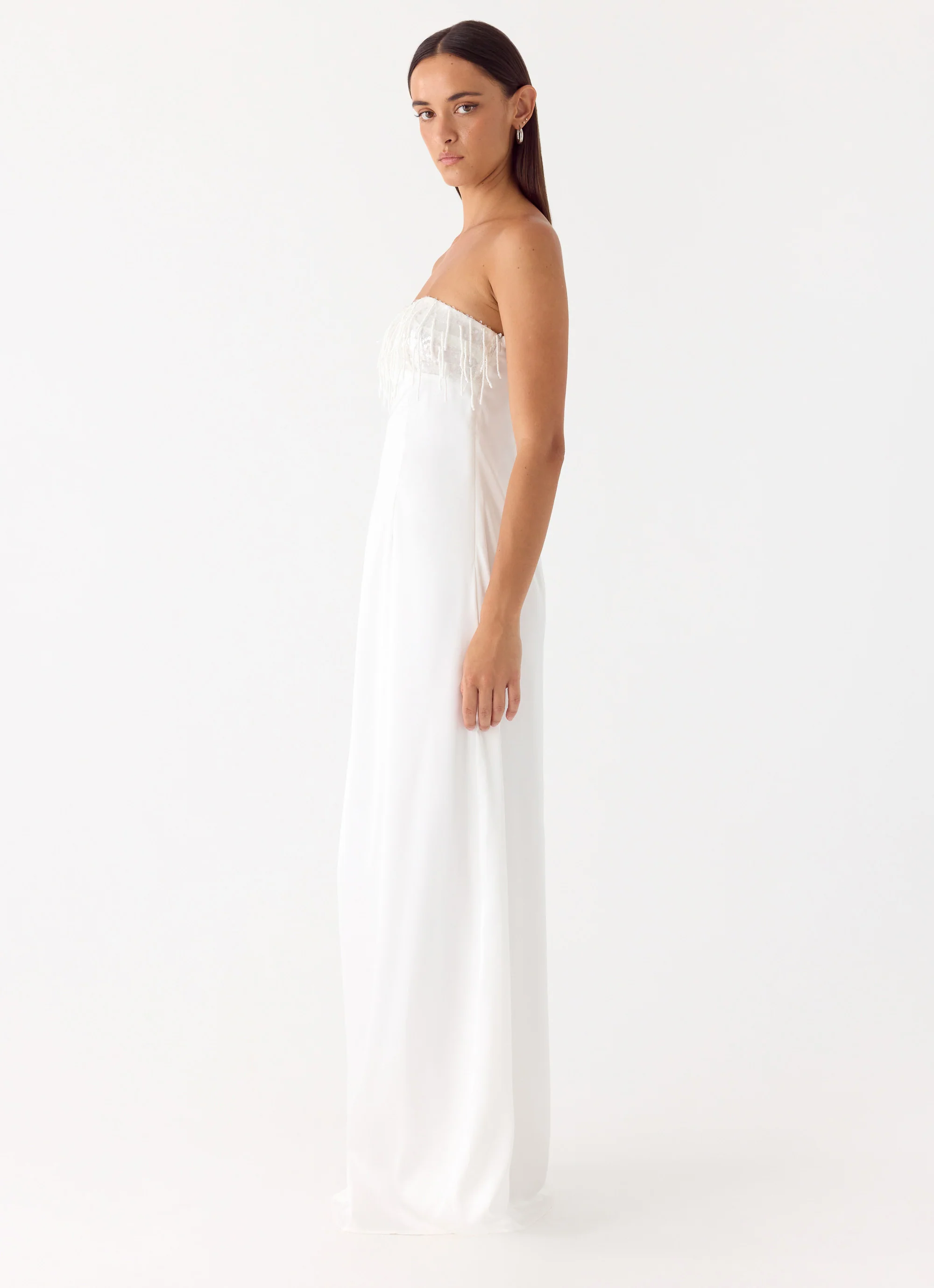 Miftie Beaded Sequin Maxi Dress - White