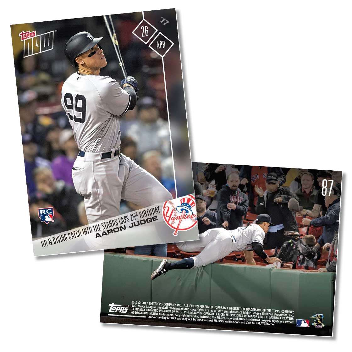 Aaron Judge (RC) - 04/26/17 TOPPS NOW® Card 87 - Print Run: 2,151